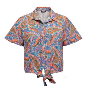 classic patterned bow button shirt