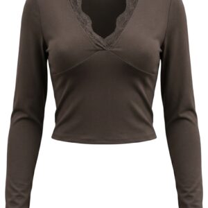 asos design lace detailed v neck top